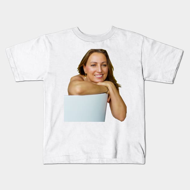 Sublime Woman with a Smiling Eyes and Face Kids T-Shirt by FotoStoriesArt